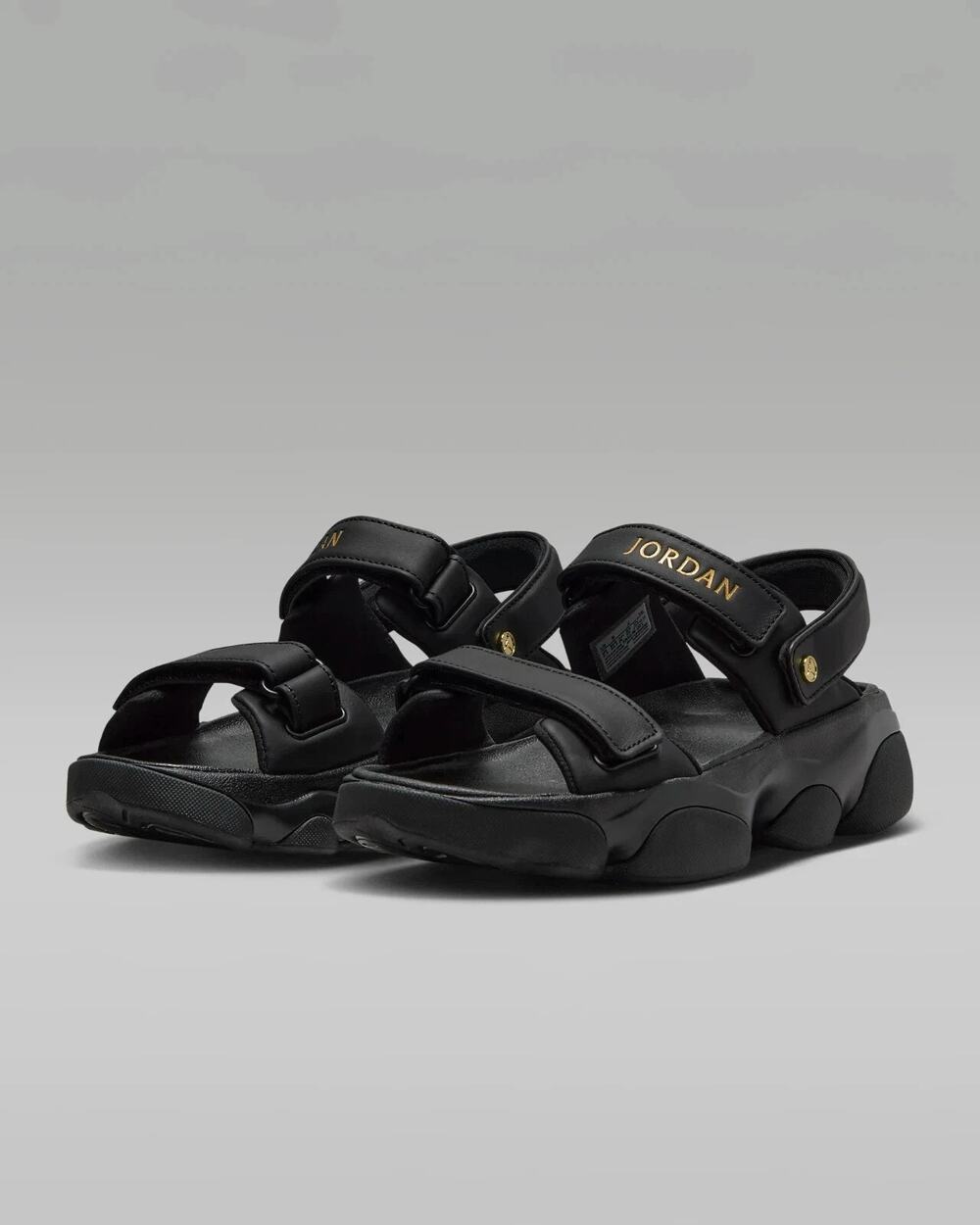 Nike Air Jordan Women's Deja Sandals Size 8 Black Gold Straps Cushioned New